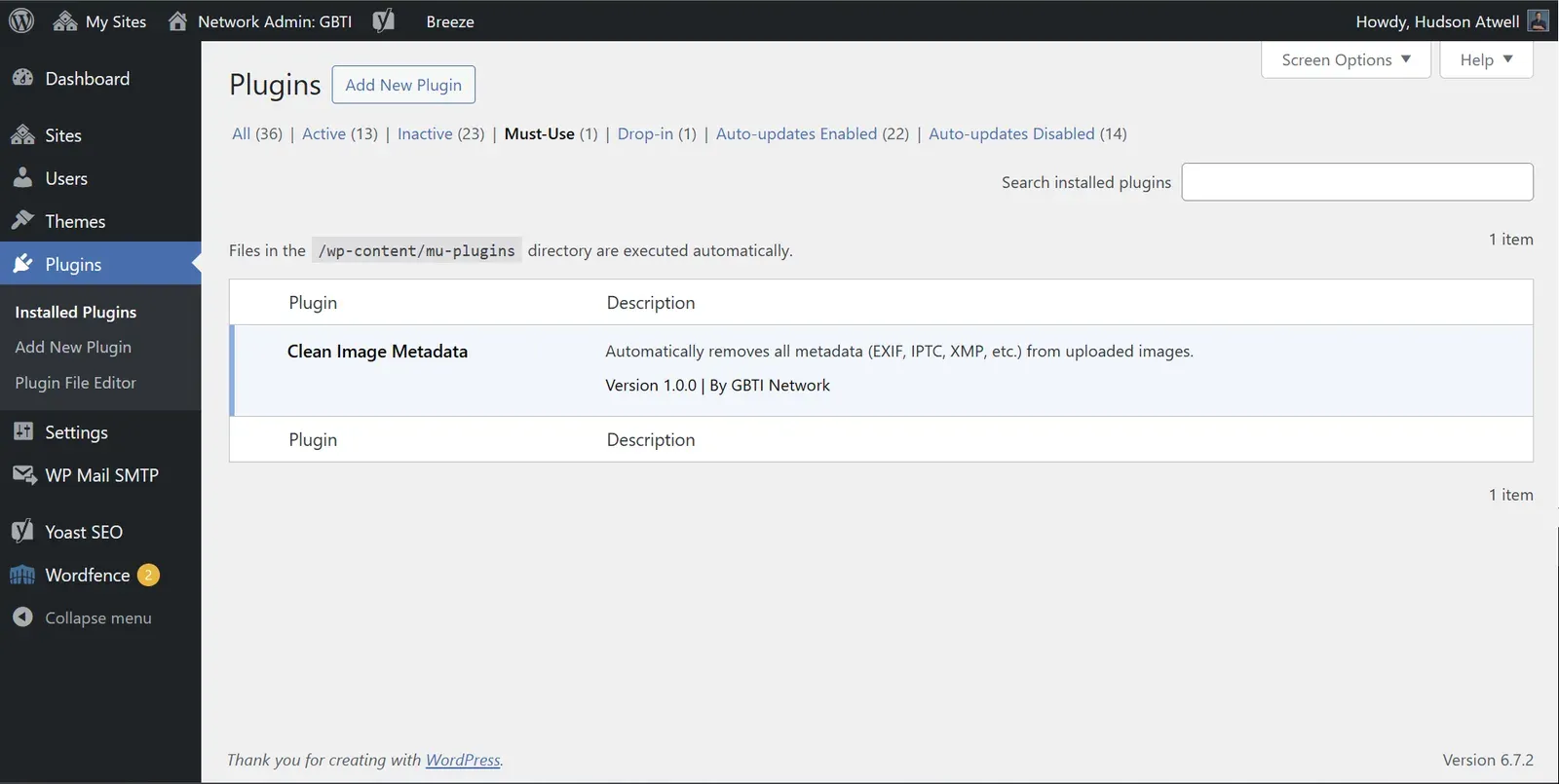 WordPress MU Plugin - Clean Image Metadata screenshot 1
