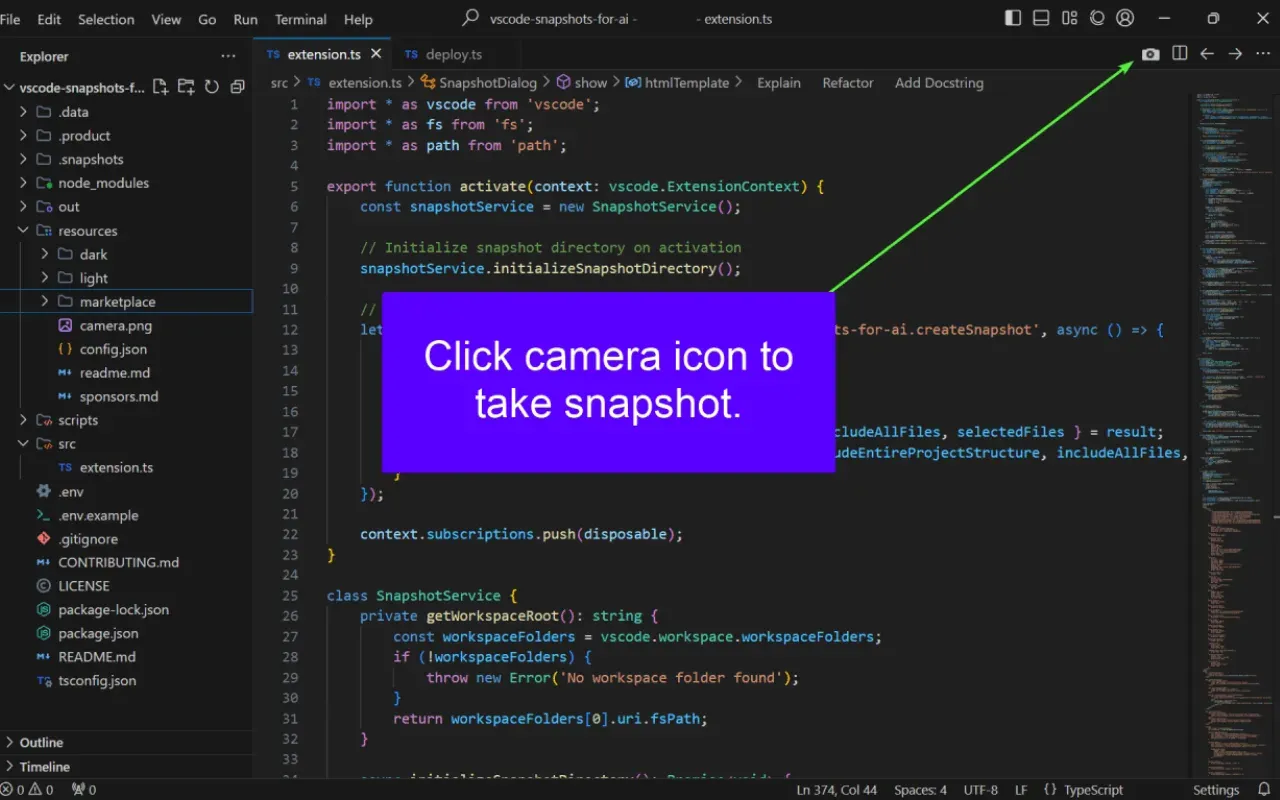 Snapshots for AI screenshot 4